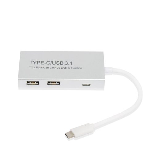 USB Type-C elosztó, 4 db USB hellyel (BYL-1712)