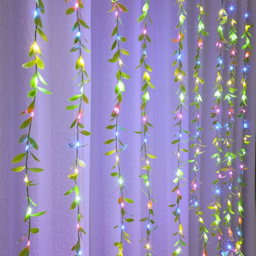 LED fényfüggöny műnövénnyel - multicolor (3x2 m)