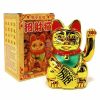 Szerencsét hozó maneki-neko,  japán "integető" macska - arany