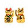 Szerencsét hozó maneki-neko,  japán "integető" macska - arany