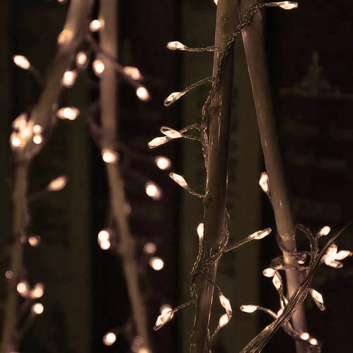 100 LED-es karácsonyi LED fényfüzér, drótos, elemes - meleg fehér