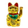 Szerencsét hozó maneki-neko,  japán "integető" macska - arany (0256A)