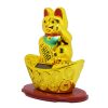 Szerencsét hozó maneki-neko,  japán "integető" macska - arany (MLY358)