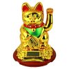 Napelemes szerencsét hozó maneki-neko,  japán "integető" macska - arany